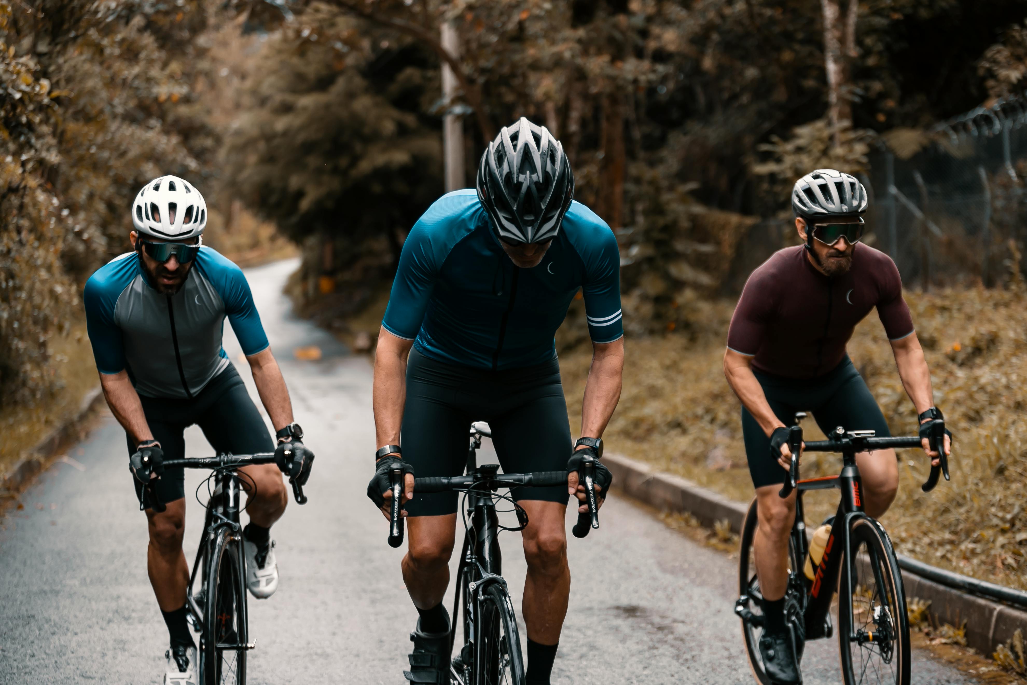 Cyclist cornering on road